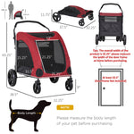 Pet Supplies-Foldable Pet Stroller for Medium Size Dogs with Storage Basket, Ventilated Oxford Fabric, Universal Wheel, Red - Outdoor Style Company