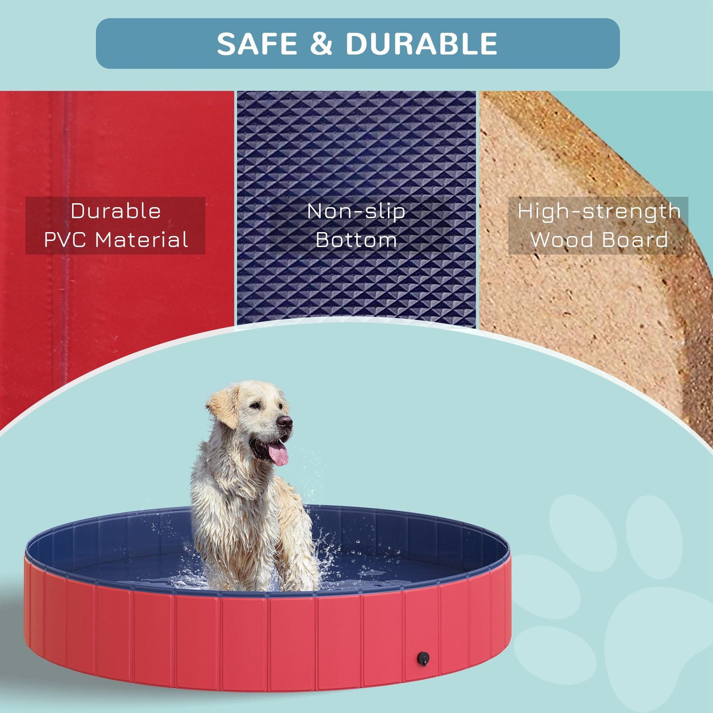 Outdoor and Garden-Foldable Pet Swimming Pool, Portable Dog Bathing Tub, 12" x 63" Plastic Large Dog Pool for Outdoor Dogs and Cats - Outdoor Style Company
