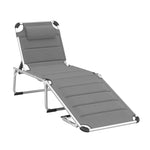 Outdoor and Garden-Foldable Reclining Sun Lounger Lounge Chair Camping Folding Bed Cot 5-Position Adjustable Back with Pillow for Patio Garden Beach Pool Grey - Outdoor Style Company