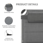 Outdoor and Garden-Foldable Reclining Sun Lounger Lounge Chair Camping Folding Bed Cot 5-Position Adjustable Back with Pillow for Patio Garden Beach Pool Grey - Outdoor Style Company