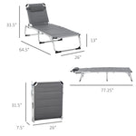 Outdoor and Garden-Foldable Reclining Sun Lounger Lounge Chair Camping Folding Bed Cot 5-Position Adjustable Back with Pillow for Patio Garden Beach Pool Grey - Outdoor Style Company