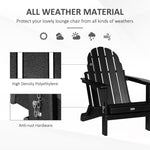 Outdoor and Garden-Folding Adirondack Chair, HDPE Outdoor All Weather Plastic Lounge Beach Chairs for Patio Deck and Lawn Furniture, Black - Outdoor Style Company