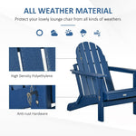 Outdoor and Garden-Folding Adirondack Chair, HDPE Outdoor All Weather Plastic Lounge Beach Chairs for Patio Deck and Lawn Furniture, Blue - Outdoor Style Company