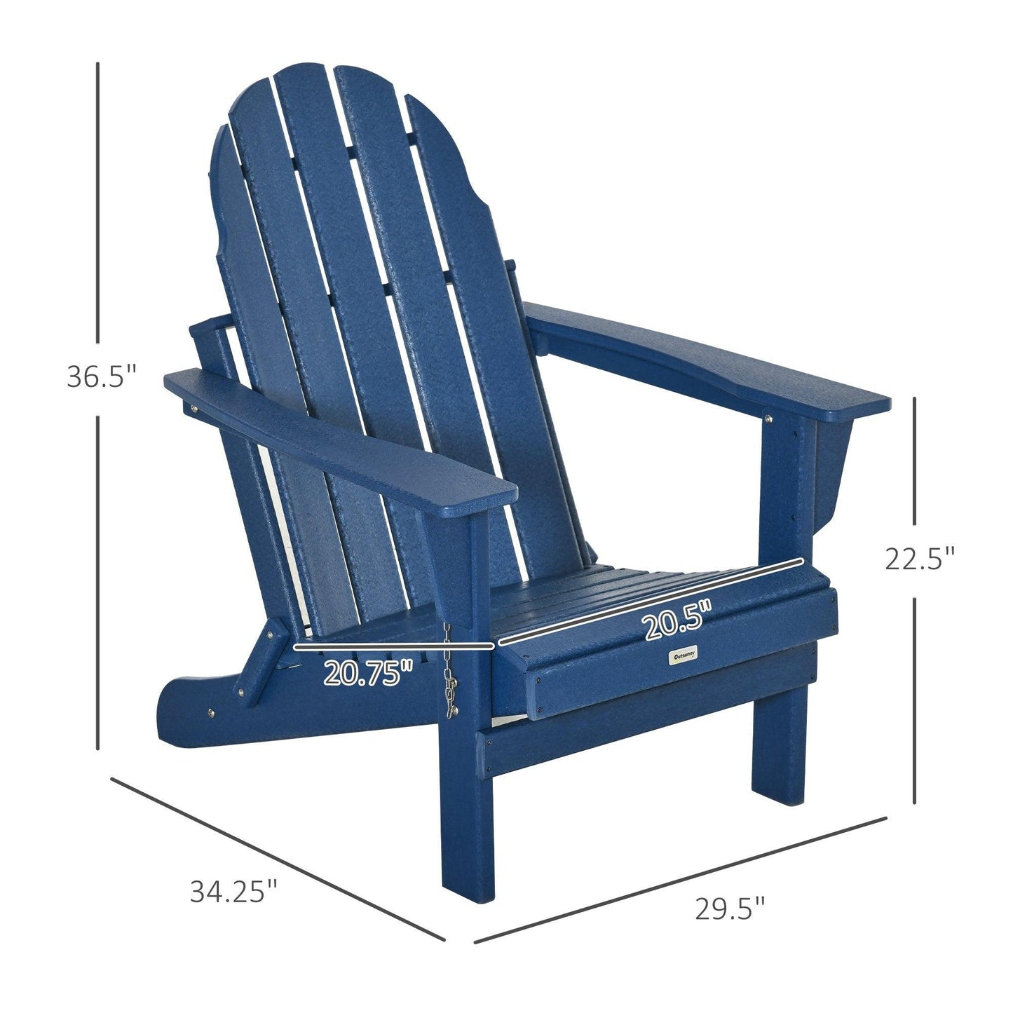 Outdoor and Garden-Folding Adirondack Chair, HDPE Outdoor All Weather Plastic Lounge Beach Chairs for Patio Deck and Lawn Furniture, Blue - Outdoor Style Company