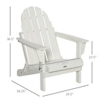 Outdoor and Garden-Folding Adirondack Chair, HDPE Outdoor All Weather Plastic Lounge Beach Chairs for Patio Deck and Lawn Furniture, White - Outdoor Style Company