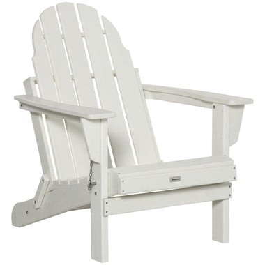 Outdoor and Garden-Folding Adirondack Chair, HDPE Outdoor All Weather Plastic Lounge Beach Chairs for Patio Deck and Lawn Furniture, White - Outdoor Style Company