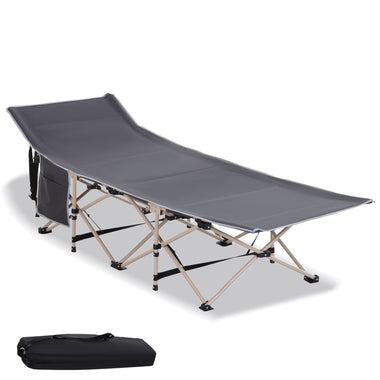 Outdoor and Garden-Folding Camping Cots for Adults with Carry Bags, Side Pockets, Outdoor Portable Sleeping Bed for Travel Camp Vocation, Grey - Outdoor Style Company