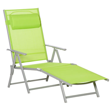 Outdoor and Garden-Folding Chaise Lounge Chair, Outdoor Recliner Furniture with Portable Design & 7 Adjustable Backrest Positions for Patio, Beach, Green - Outdoor Style Company