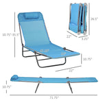 Outdoor and Garden-Folding Chaise Lounge Pool Chairs, Set of 2 Outdoor Sun Tanning Chairs with Pillow, Reclining Back & Breathable Mesh for Beach, Patio, Blue - Outdoor Style Company