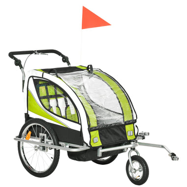 Sports and Fitness-Folding Child Bike Baby Trailer with Safety Flag, Light Reflectors, & 5 Point Harness, Green - Outdoor Style Company