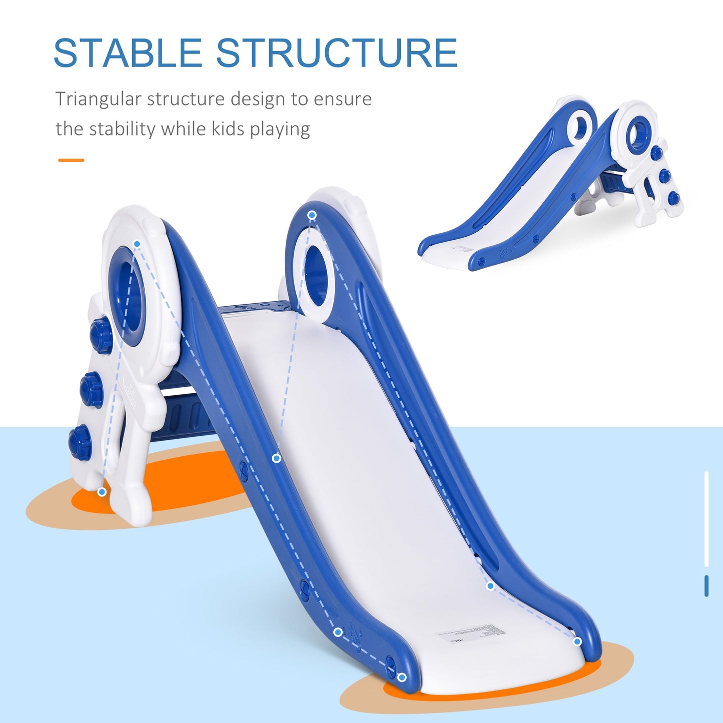 Toys and Games-Folding Kids Slide Freestanding Slider for Toddler Climber Playset Exercise Toy Activity Center for 1-3 Years, Cartoon Astronaut Shaped Blue - Outdoor Style Company