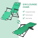 Outdoor and Garden-Folding Lounger Chair Metal Frame Outdoor Pool Sun Lounger Curved Reclining Chair 120° /180° W/ Head Pillow Green - Outdoor Style Company