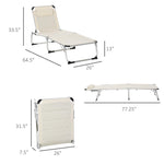 Outdoor and Garden-Folding Lounger Chair Sun Lounger Chair Camping Bed Cot 4-Position Adjustable Back With Pillow For Patio Garden Beach Pool Cream - Outdoor Style Company