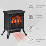 Miscellaneous-Free Standing Electric Fireplace, Fire Place Heater with Flame Effect, Adjustable Temperature & Overheat Protection, 750W/1500W, Black - Outdoor Style Company