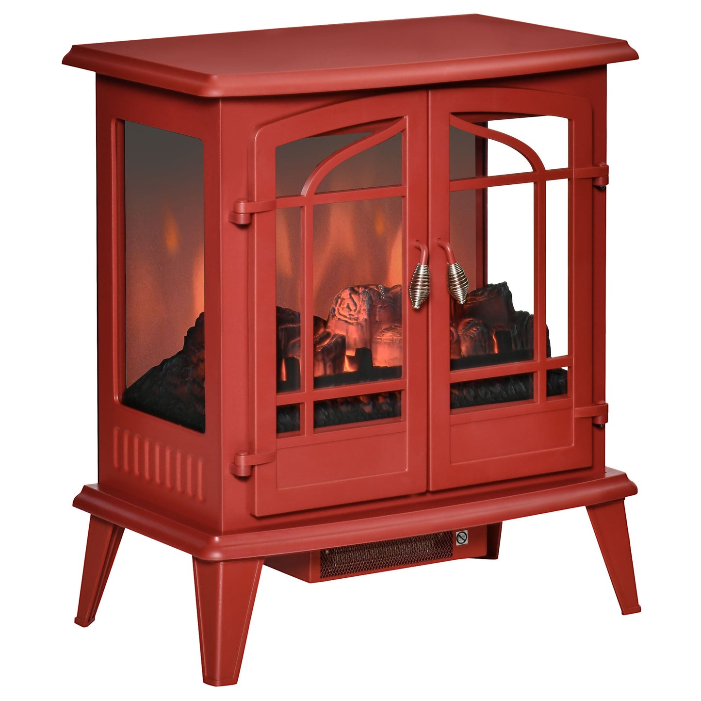 Miscellaneous-Free Standing Electric Fireplace, Freestanding Fireplace Heater with Realistic LED Log Flames and Overheating Safety Protection, 1400W, Red - Outdoor Style Company