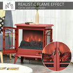 Miscellaneous-Free Standing Electric Fireplace, Freestanding Fireplace Heater with Realistic LED Log Flames and Overheating Safety Protection, 1400W, Red - Outdoor Style Company