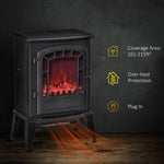 Miscellaneous-Free standing Electric Fireplace Stove, Electric Fireplace Heater with Realistic Flame Effect, Overheat Safety Protection, 750W / 1500W, Black - Outdoor Style Company