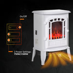 Miscellaneous-Free standing Electric Fireplace, White Electric Fireplace with Realistic Flame Effect, Overheat Safety Protection, 750W / 1500W - Outdoor Style Company