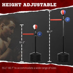 Miscellaneous-Free Standing Speed Bag, Adjustable Boxing Bag with Stand, Reflex Bar, Punching Pad and Suction Cup Base for Adults & Teenagers, Red and Blue - Outdoor Style Company
