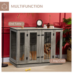 Pet Supplies-Furniture Style Dog Crate with Removable Divider, Dog Crate Side End Table Indoor with Double Doors, for Small Large Dogs, Dark Walnut - Outdoor Style Company