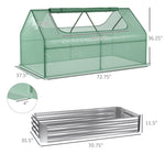 Outdoor and Garden-Galvanized Garden Bed with Mini Greenhouse, Outdoor Raised Bed Box with Plastic Cover, Roll Up Window, for Flowers, Herbs, Silver - Outdoor Style Company