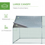 Pet Supplies-Galvanized Large Metal Chicken Coop Cage 2 Rooms Walk-in Enclosure Poultry Hen Run House Playpen Rabbit Hutch UV & Water Resistant Cover - Outdoor Style Company