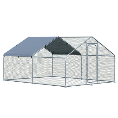 Pet Supplies-Galvanized Large Metal Chicken Coop Cage 2 Rooms Walk-in Enclosure Poultry Hen Run House Playpen Rabbit Hutch UV & Water Resistant Cover - Outdoor Style Company