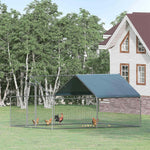 Pet Supplies-Galvanized Large Metal Chicken Coop Cage 2 Rooms Walk-in Enclosure Poultry Hen Run House Playpen Rabbit Hutch UV & Water Resistant Cover - Outdoor Style Company