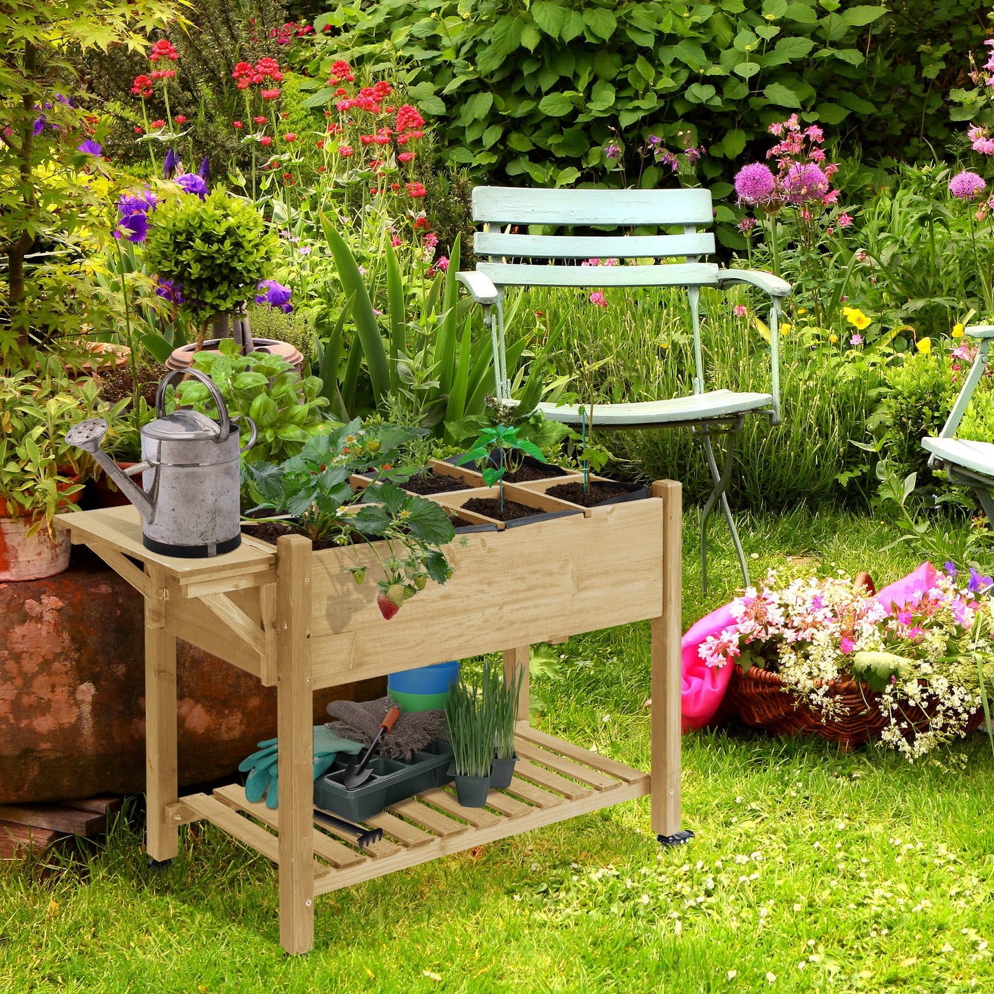 Outdoor and Garden-Garden Bed Raised Planter Boxes, storage Shelving & Lockable Wheels - Outdoor Style Company