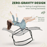 Outdoor and Garden-Garden Rocking Sun Lounger Outdoor Zero-gravity Folding Reclining Rocker Lounge Chair for Sunbathing, Grey - Outdoor Style Company