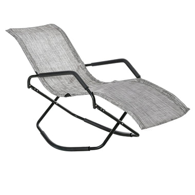Outdoor and Garden-Garden Rocking Sun Lounger Outdoor Zero-gravity Folding Reclining Rocker Lounge Chair for Sunbathing, Grey - Outdoor Style Company