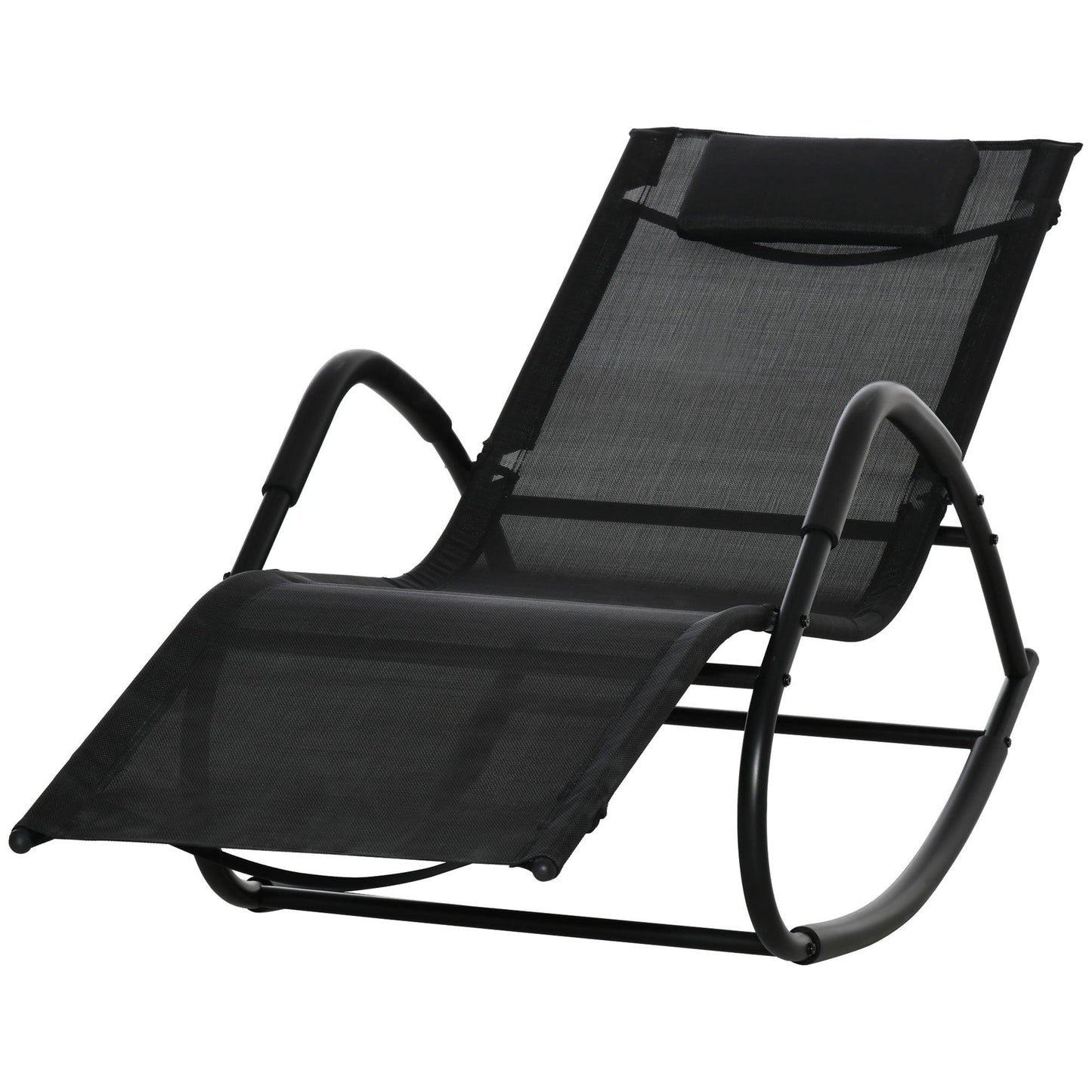 Outdoor and Garden-Garden Rocking Sun Lounger Outdoor Zero-gravity Reclining Rocker Lounge Chair for Patio, Deck, Poolside Sunbathing, Black - Outdoor Style Company