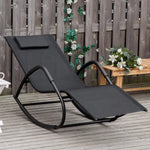 Outdoor and Garden-Garden Rocking Sun Lounger Outdoor Zero-gravity Reclining Rocker Lounge Chair for Patio, Deck, Poolside Sunbathing, Black - Outdoor Style Company