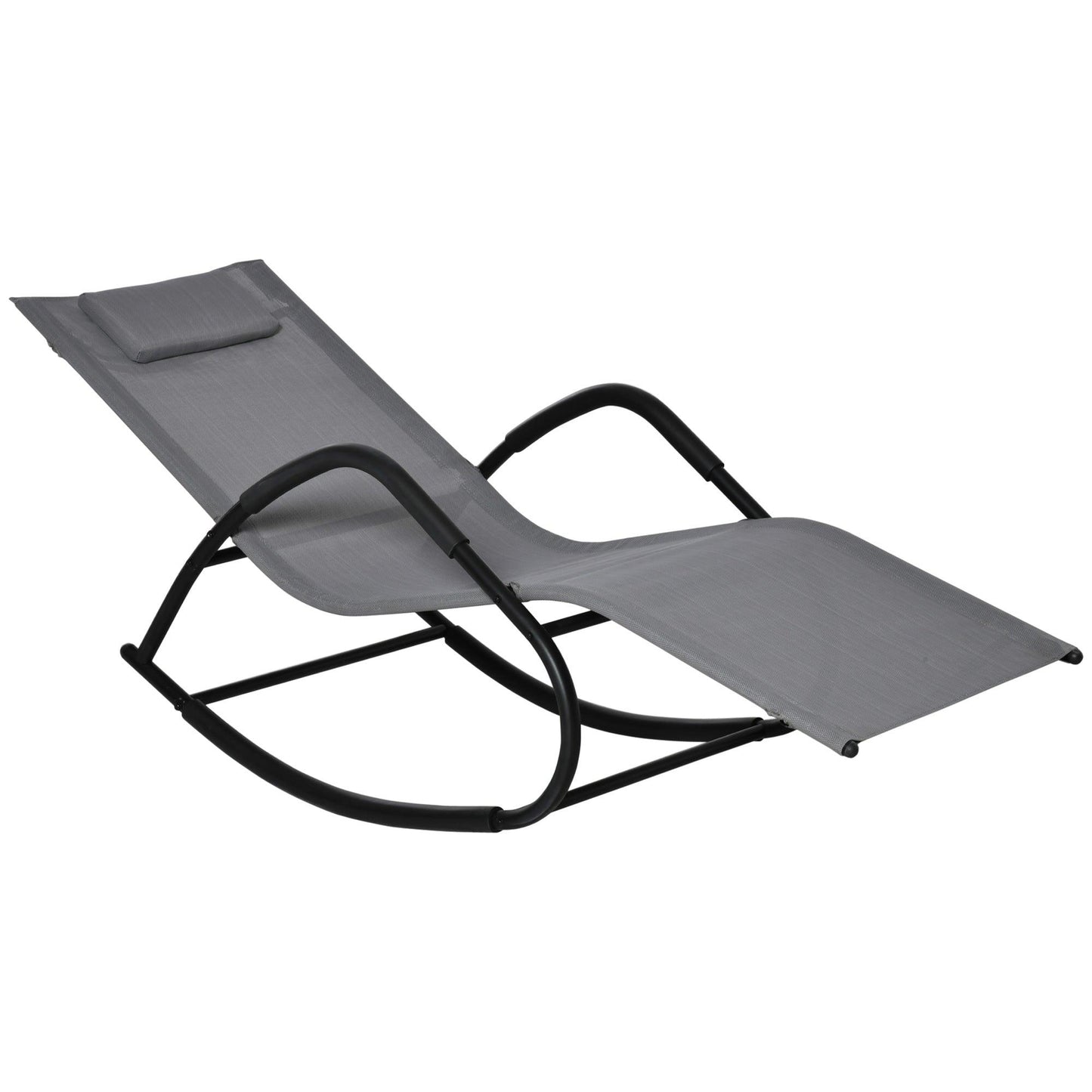 Outdoor and Garden-Garden Rocking Sun Lounger Outdoor Zero-gravity Reclining Rocker Lounge Chair for Patio, Deck, Poolside Sunbathing, Grey - Outdoor Style Company