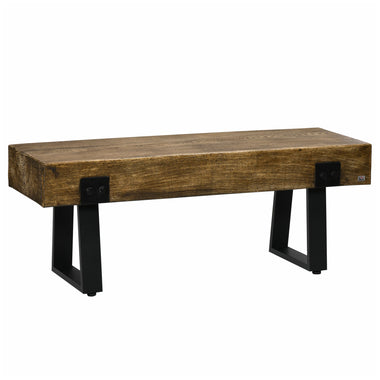 Outdoor and Garden-Garden Wood Bench with Metal Legs, Natural/Black - Outdoor Style Company
