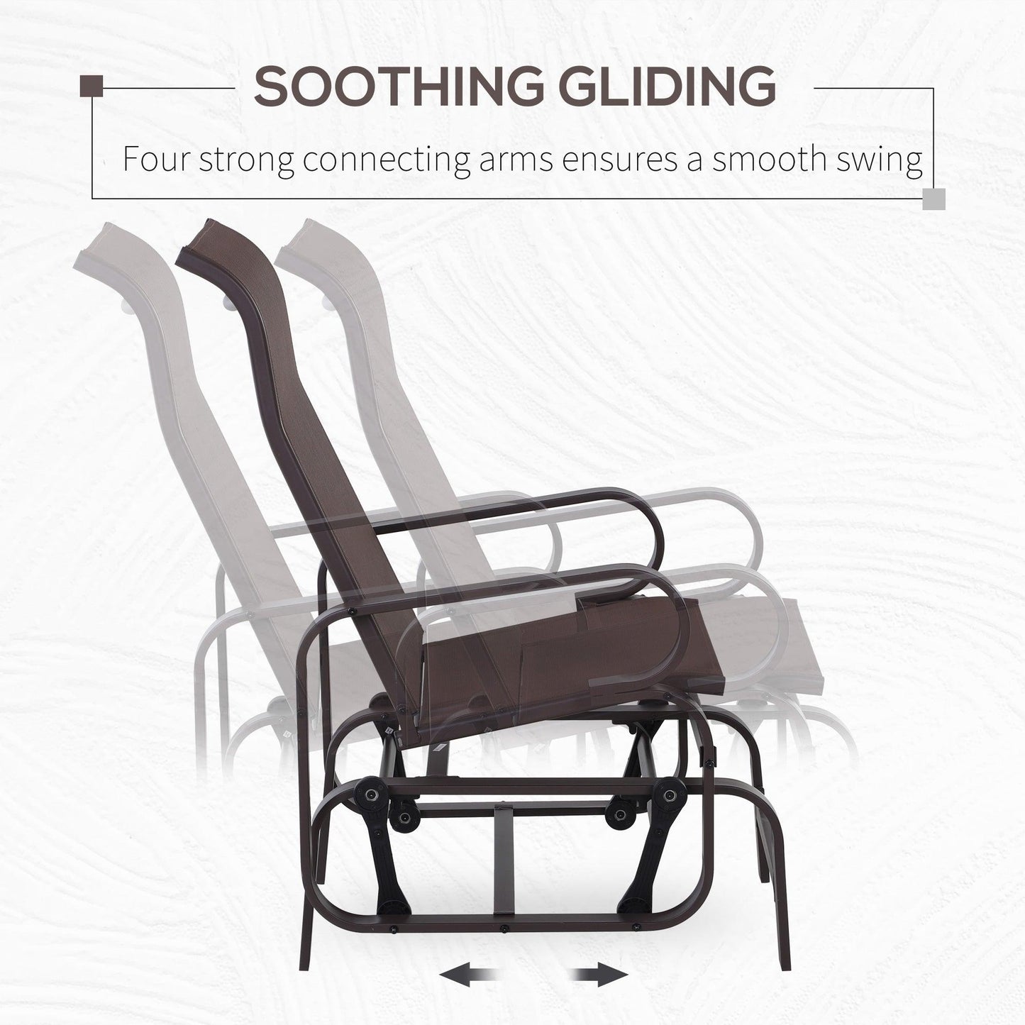 Outdoor and Garden-Gliding Lounger Chair, Outdoor Swinging Chair with Smooth Rocking Arms and Lightweight Construction for Patio Backyard, Brown - Outdoor Style Company