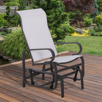 Outdoor and Garden-Gliding Lounger Chair, Outdoor Swinging Chair with Smooth Rocking Arms and Lightweight Construction for Patio Backyard, Cream White - Outdoor Style Company