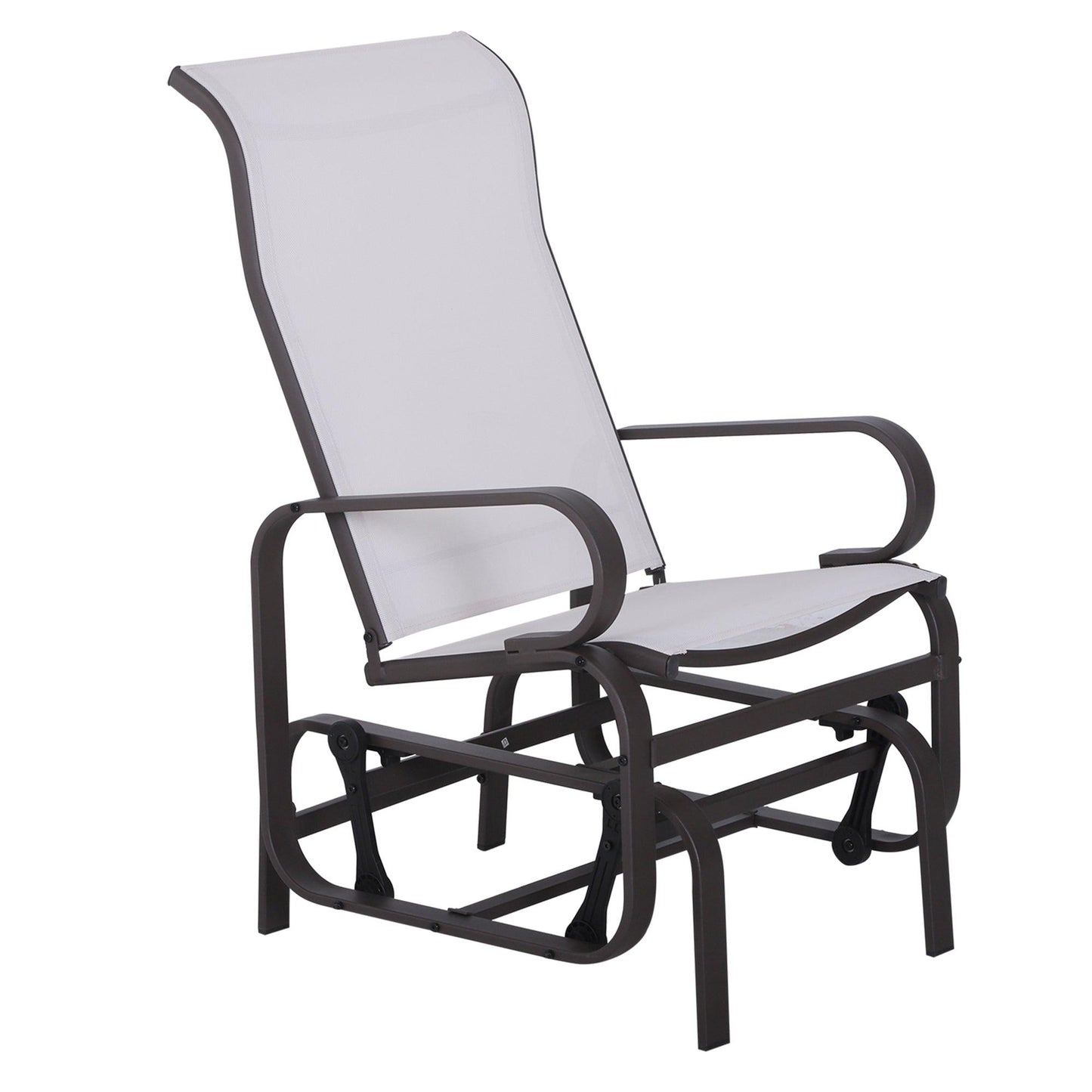 Outdoor and Garden-Gliding Lounger Chair, Outdoor Swinging Chair with Smooth Rocking Arms and Lightweight Construction for Patio Backyard, Cream White - Outdoor Style Company