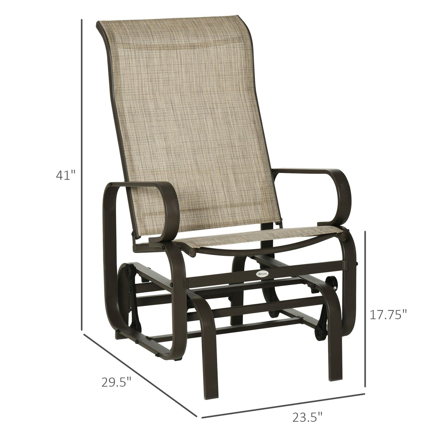 Outdoor and Garden-Gliding Lounger Chair, Outdoor Swinging Chair with Smooth Rocking Arms and Lightweight Construction for Patio Backyard, Tan/Brown - Outdoor Style Company