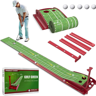 -Golf Putting Green Mat with Auto Return System Mini Golf Game Practice Equipment - Outdoor Style Company