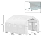 Miscellaneous-Greenhouse Replacement Cover for 11.5' x 10' x 6.5' Walk-in Tunnel PE Plant Gardening Greenhouse with Zipper Door & 6 Roll Up Windows, White - Outdoor Style Company