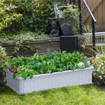 -Grey 48'' x 24'' x 12'' Raise Garden Bed, Planter Box, Above Ground Garden for Flowers, Herb, Vegetables w/ Ground Stakes - Outdoor Style Company