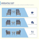 Outdoor and Garden-Grey, 5-Piece Outdoor PE Rattan Wicker Patio All Weather Conversation Sofa Furniture Set with 2 Cushioned Armchair, 2 Ottomans and Coffee Table - Outdoor Style Company