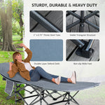 Outdoor and Garden-Heavy Duty 2 Person Camping Cot with Mattress for Adults With Portable Carrying Bag, Outdoor Folding Lightweight Sleeping Bed, Grey - Outdoor Style Company