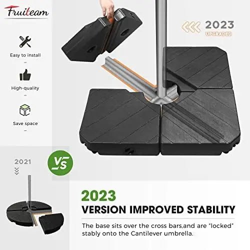 -Heavy-Duty Cantilever Umbrella Base, Wind-Resistant Outdoor Offset Umbrella Base Weights, Stackable Storing & Easy-Filling - Outdoor Style Company