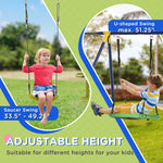 Sports and Fitness-Heavy-Duty Metal Swing Sets for Backyard, with A-Frame Swing Stand, Saucer Swing, Glider, Slide, Gym Rings, Basketball Hoop - Outdoor Style Company
