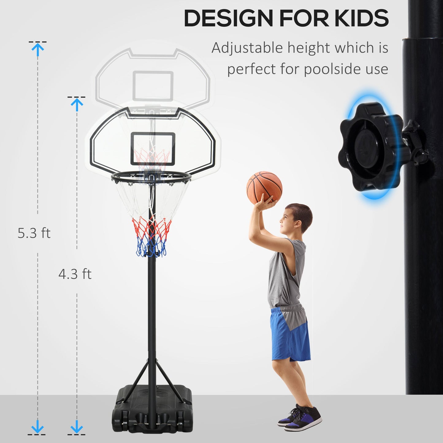 Outdoor and Garden-Height Adjustable Basketball Hoop, Portable Basketball Stand, 30" Backboard, Indoor Outdoor Goals Set for Kids Youth Adults - Outdoor Style Company