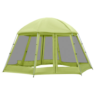 Outdoor and Garden-Hexagon Shape Screen House, Canopy Shelter Gazebo Camping Outdoor Instant Setup Mesh Tent Fits 6-8 People w/ Carry Bag & Ground Stakes, Green - Outdoor Style Company