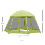 Outdoor and Garden-Hexagon Shape Screen House, Canopy Shelter Gazebo Camping Outdoor Instant Setup Mesh Tent Fits 6-8 People w/ Carry Bag & Ground Stakes, Green - Outdoor Style Company
