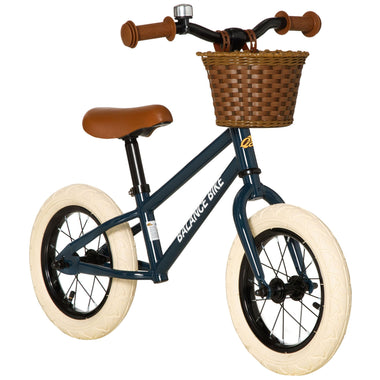 Sports and Fitness-Kids Balance Bike Toddler No Pedal Bicycle for 3-6 Year Old with Adjustable Handlebars Basket Bell, Blue - Outdoor Style Company
